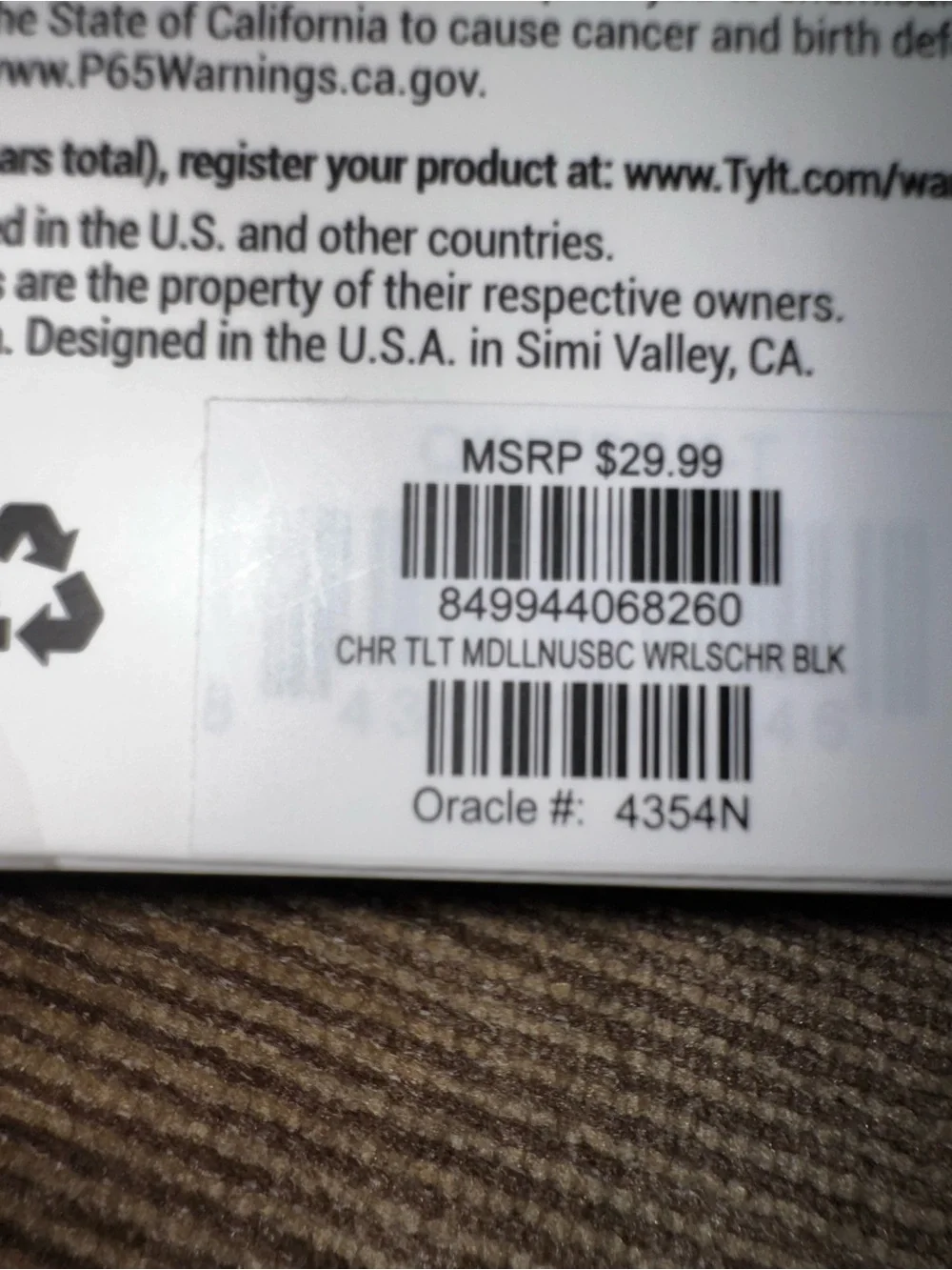 TYLT Medallion Qi Wireless Charging Pad USB-C Fast Charger Black NIB